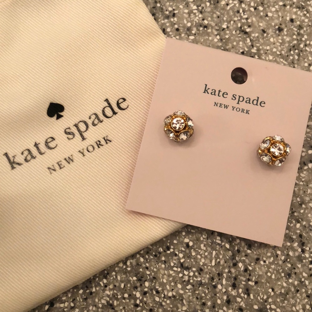 Kate Spade clear gold time to shine stud earrings